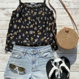 Maurices Black and Gold Floral Camisole